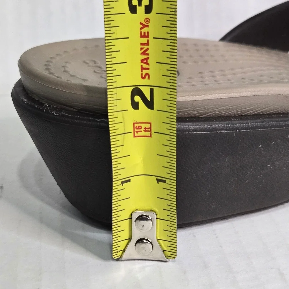 Crocs Patricia Wedge Sandals Espresso Brown Tan Strappy Comfort Shoes 7